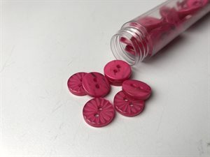 Knap - pænt blomstermotiv og pink, 13 mm